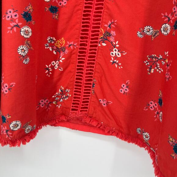 ModCloth Wildflower Shift Dress Plus Size 4X Red Floral Flutter Sleeve Pockets - Picture 5 of 11